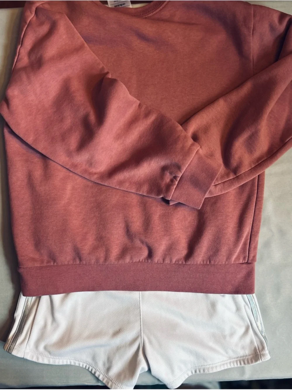 Girls Adidas Mauve Pink Sweatshirt & White Ruffle Shorts Set - Size Small (7/8)